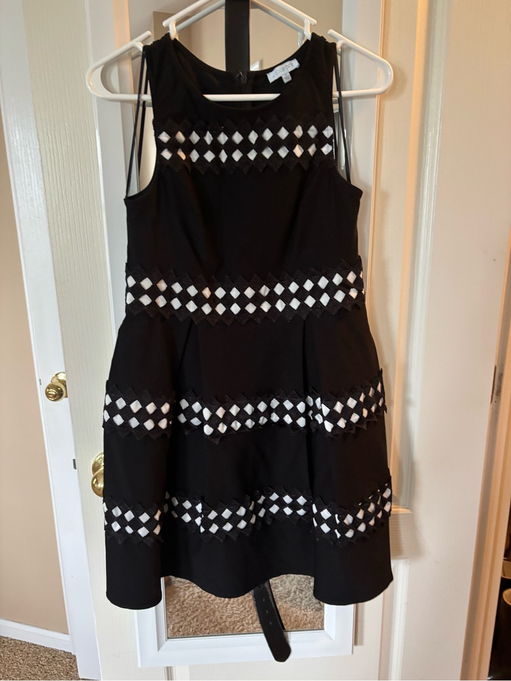 Francesca's Collections Black Dress with White Diamond Trim